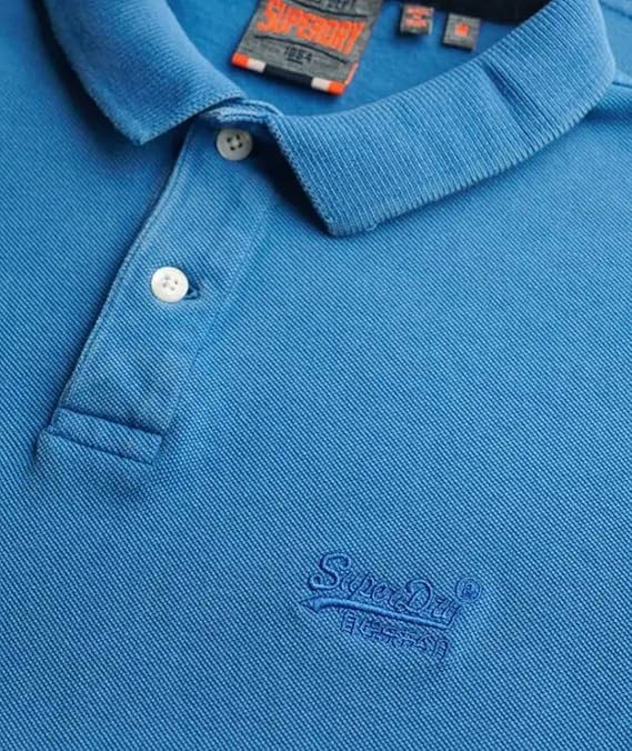 Superdry Vintage Destroy Polo Shirt - Blue Lagoon