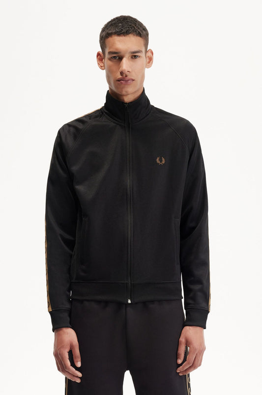 Fred Perry Contrast Tape Track Jacket - Black / Warm Stone