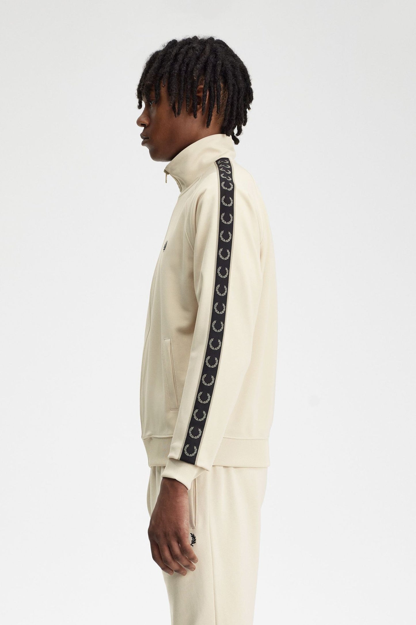Fred Perry Contrast Tape Track Jacket - Oatmeal / Warm Grey