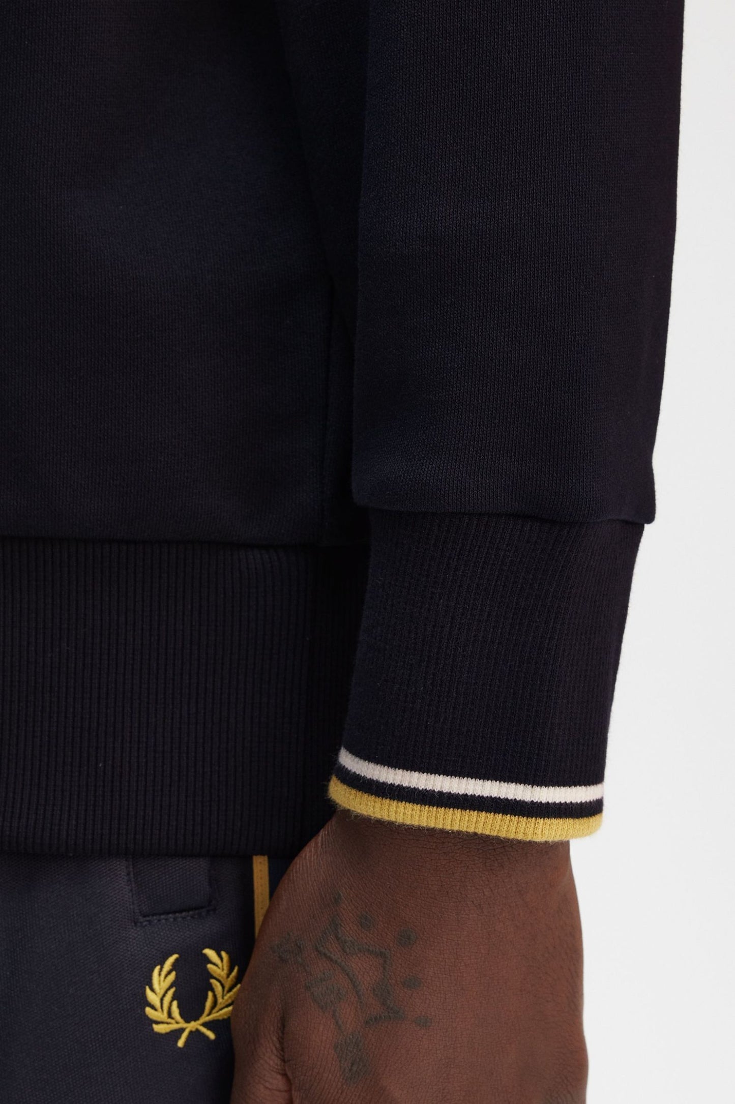 Fred Perry M3574 Half Zip Sweatshirt - Navy/Ecru/Honeycomb