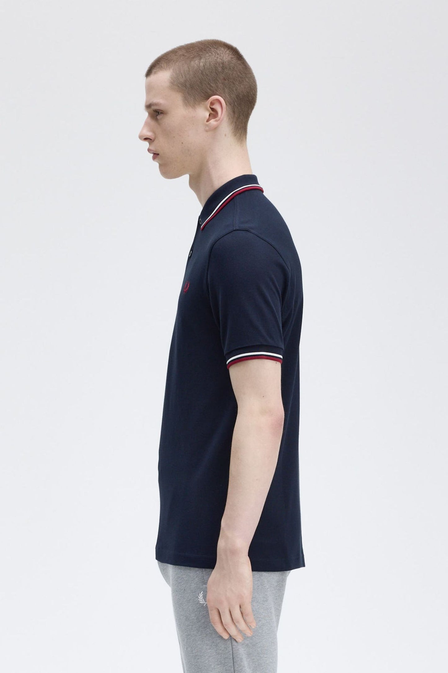 Fred Perry Twin Tipped Polo Shirt - Navy/Snow White/Burnt Red