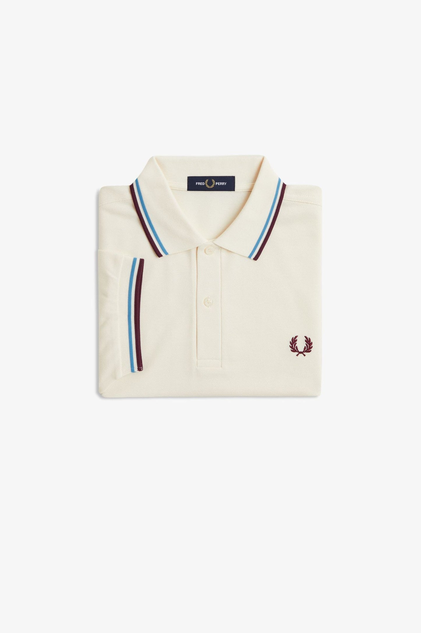 Fred Perry M3600 Twin Tipped Polo Shirt - Ecru/Court Blue/Oxblood