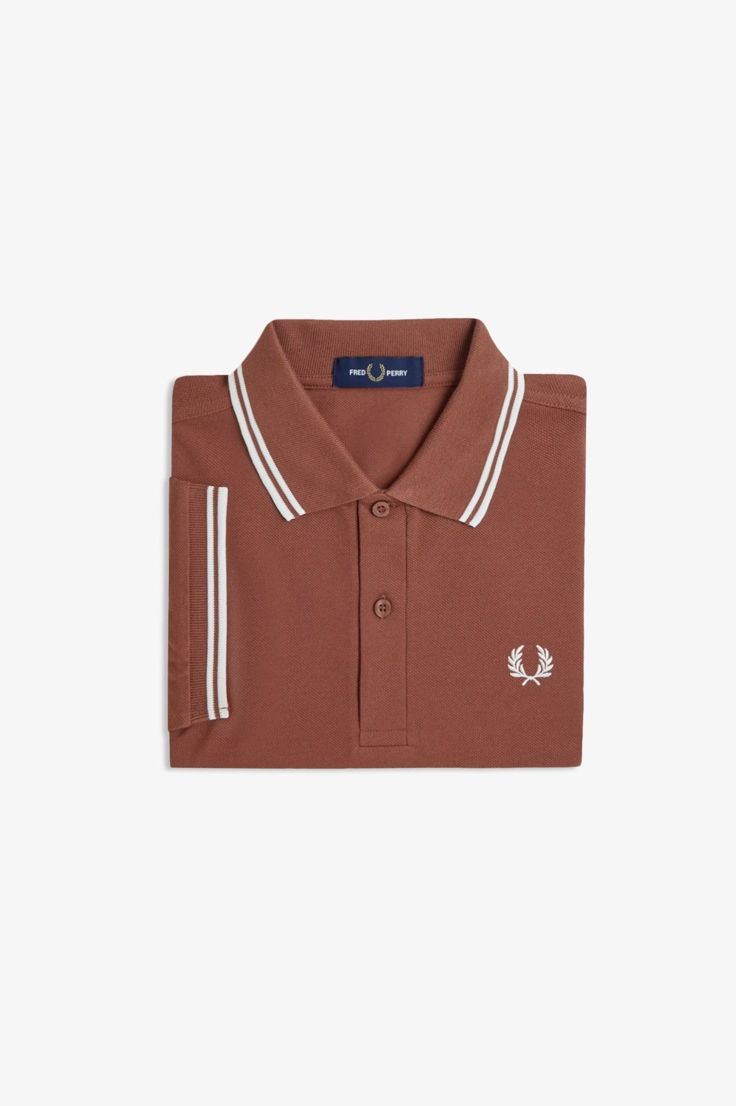 Fred Perry M3600 Twin Tipped Polo Shirt - Whisky Brown/Ecru/Ecru