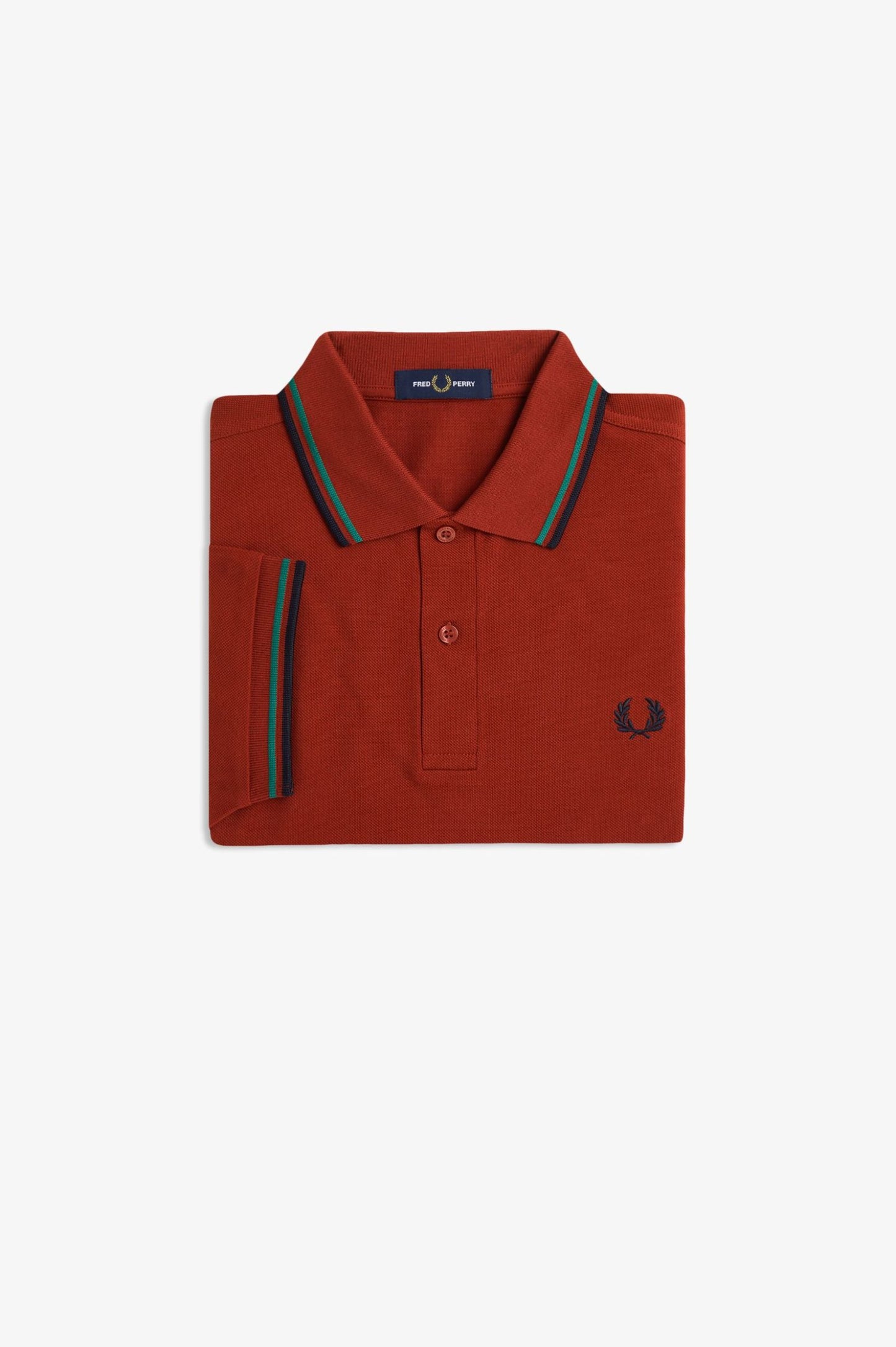 Fred Perry M3600 Twin Tipped Polo Shirt - Burnt Red/Sport Green/Navy