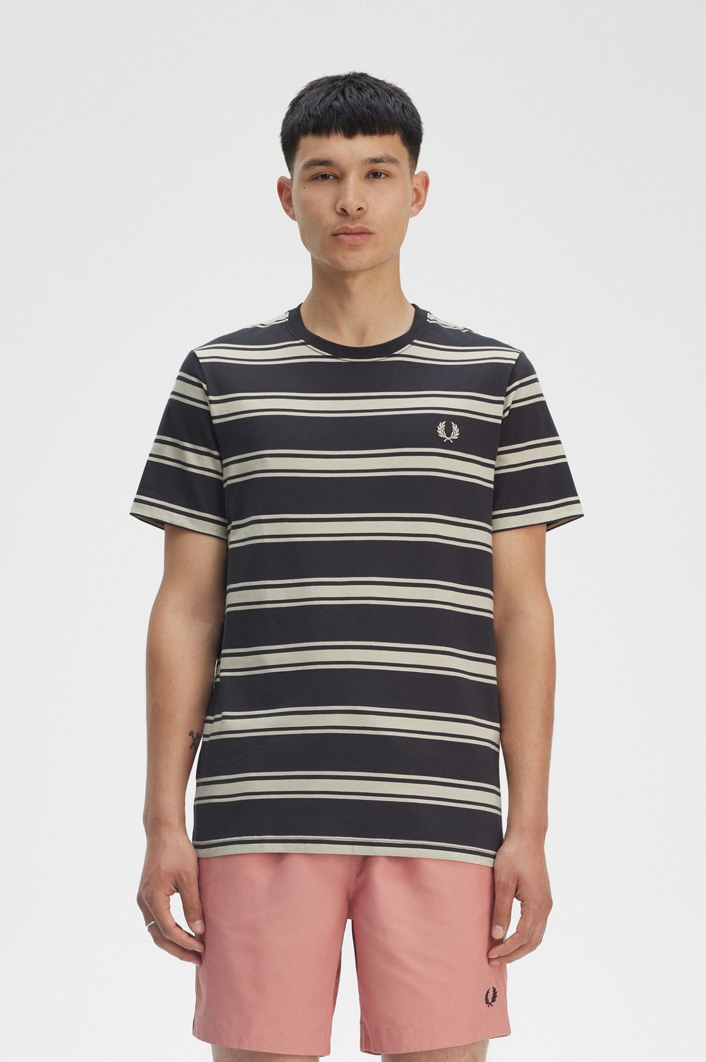 Fred Perry Fine Stripe T-Shirt - Anchor Grey