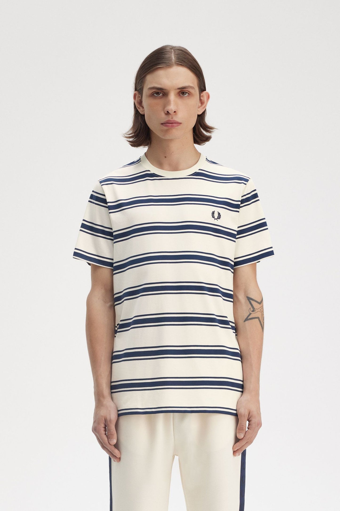 Fred Perry Fine Stripe T-Shirt - Ecru