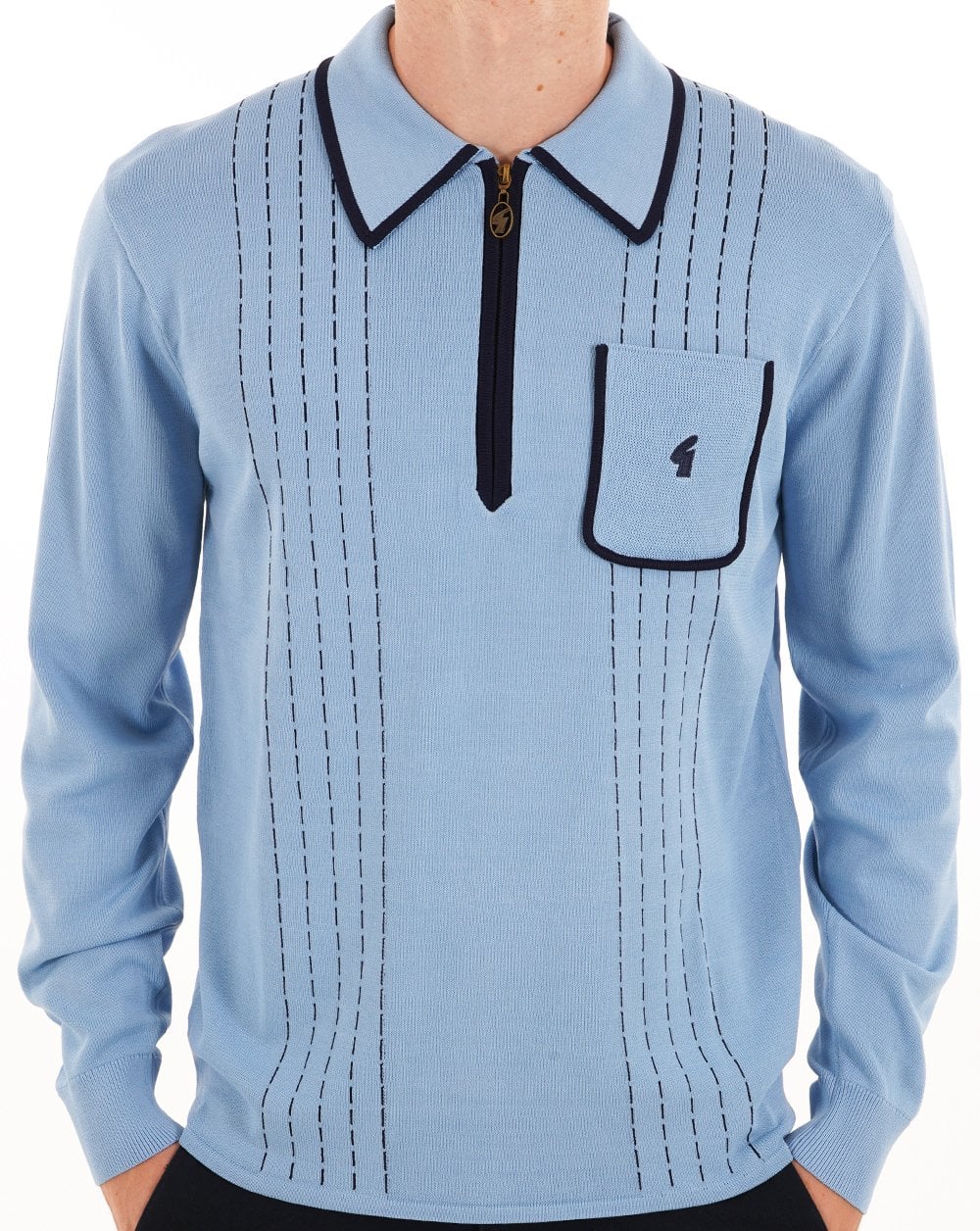 Gabicci Darron L/S Polo Shirt - Iceberg