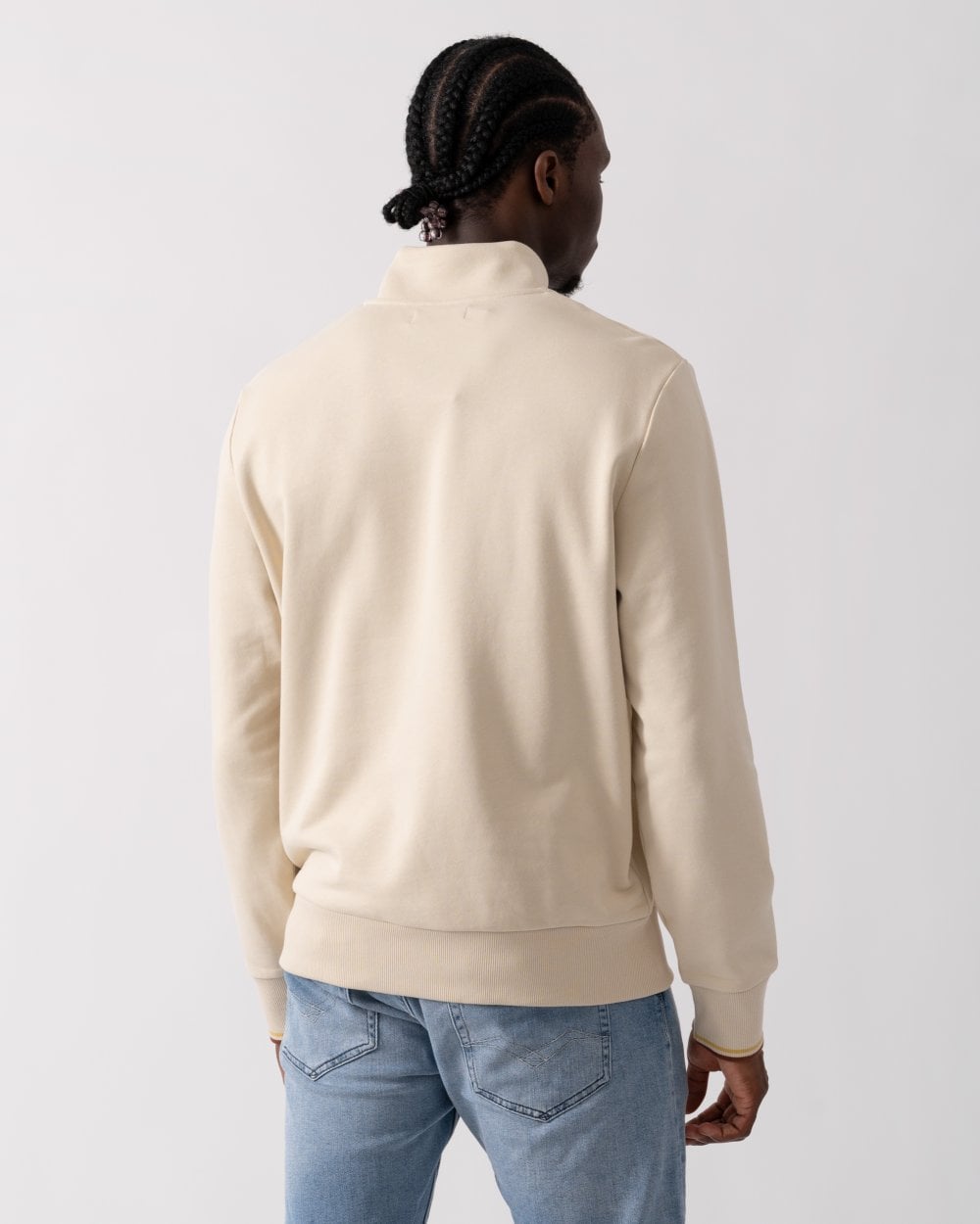 Fred Perry Half Zip Sweatshirt - Oatmeal/Whiskey Brown