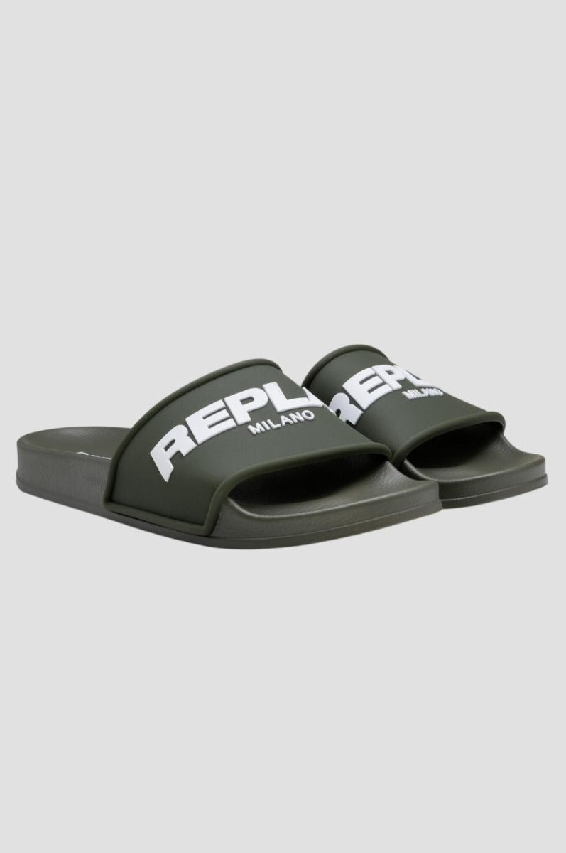 Replay Up Emboss Milano Sliders - Green