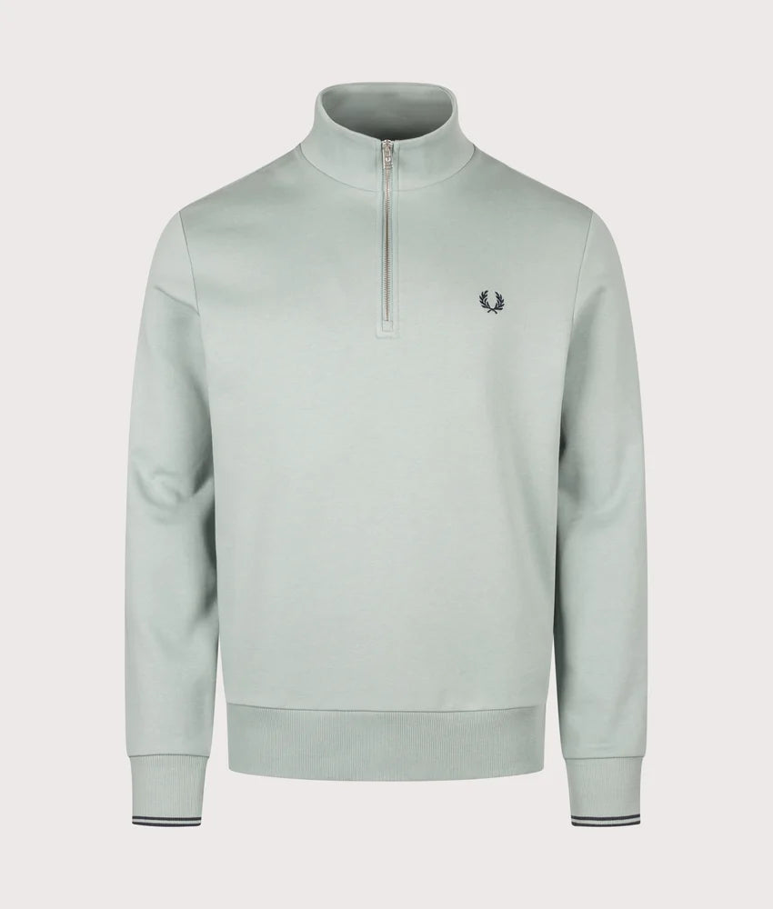 Fred Perry M3574 Half Zip Sweatshirt - Silver Blue/Dark Airforce