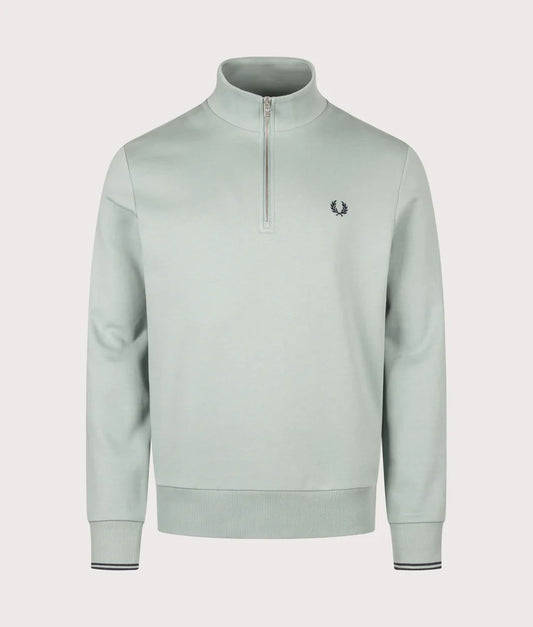 Fred Perry M3574 Half Zip Sweatshirt - Silver Blue/Dark Airforce
