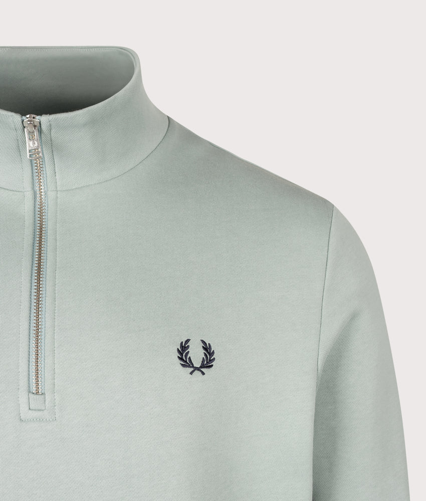 Fred Perry M3574 Half Zip Sweatshirt - Silver Blue/Dark Airforce