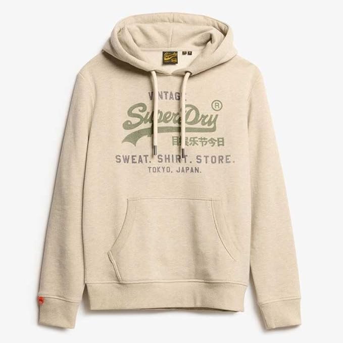 Superdry VL Heritage Relaxed Hoodie - Pelican Beige Marl