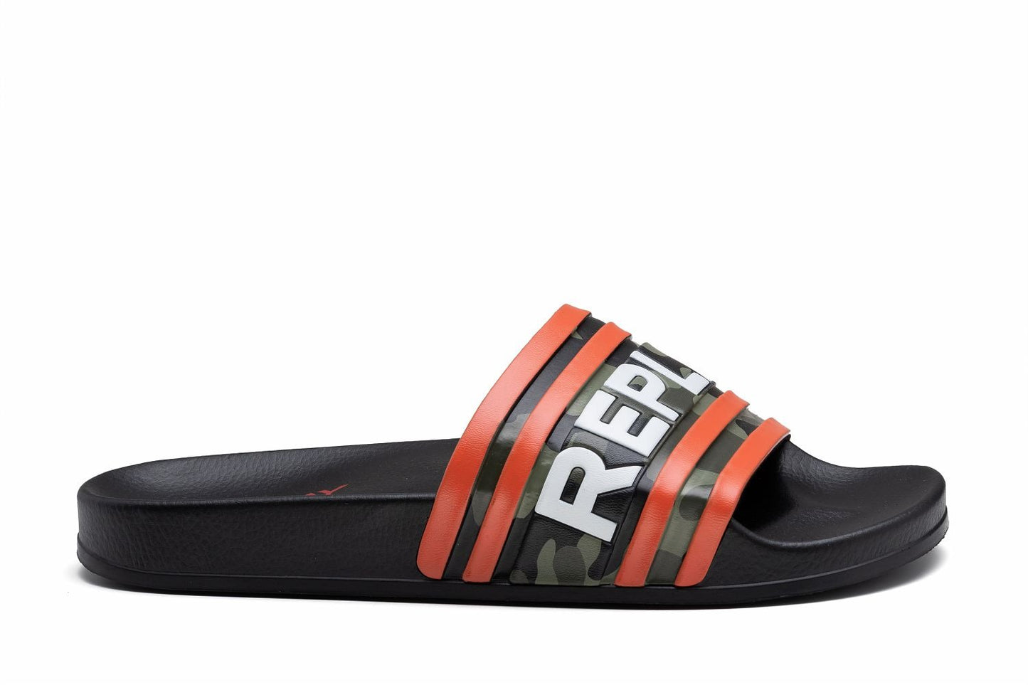 Replay Up Stripe Sliders - Camo Green