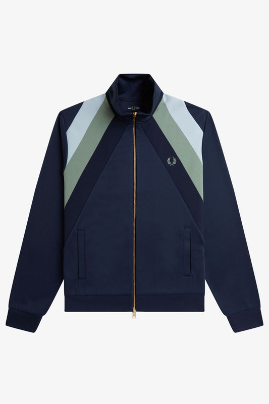 Fred Perry J1320 Striped Panel Track Jacket - Dark Airforce