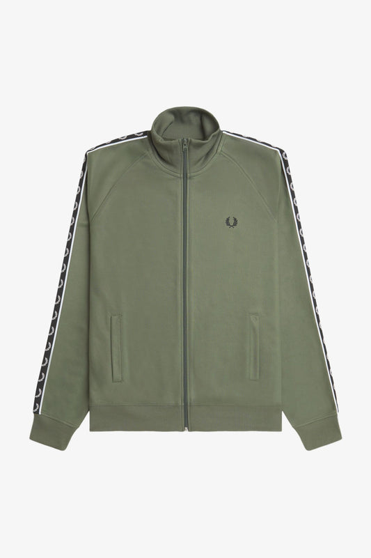 Fred Perry Taped Track Jacket - Laurel Wreath Green/Black