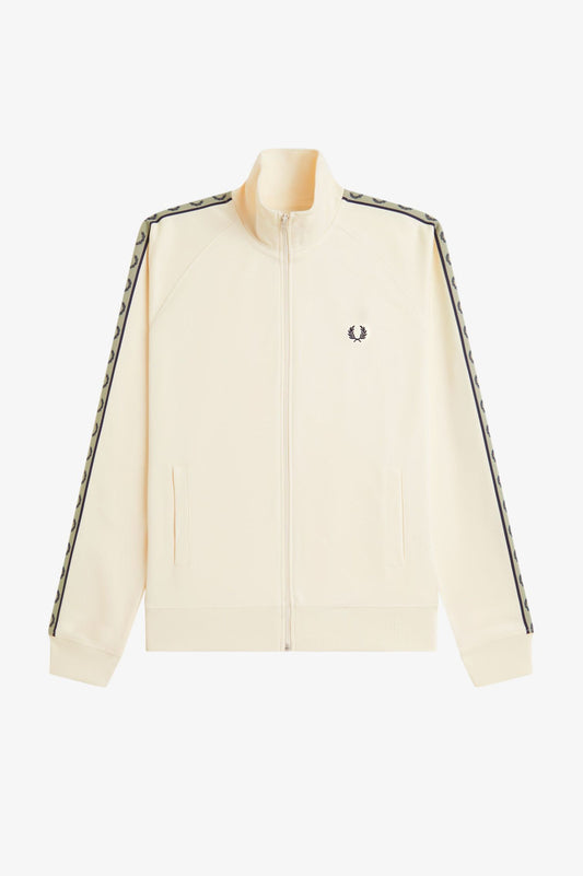 Fred Perry J5557 Contrast Tape Track Jacket - Ecru/Navy/Seagrass
