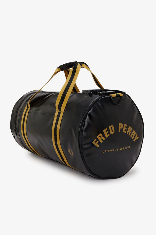 Fred Perry L3352 Tipped Classic Barrel Bag - Black/Gold