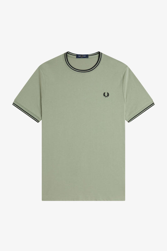 Fred Perry M1588 Twin Tipped T-Shirt - Seagrass/Black
