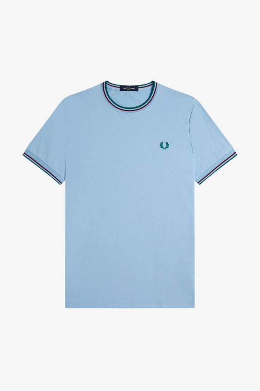 Fred Perry M1588V Twin Tipped T-Shirt - Track Blue/Burnt Red/Sport Green