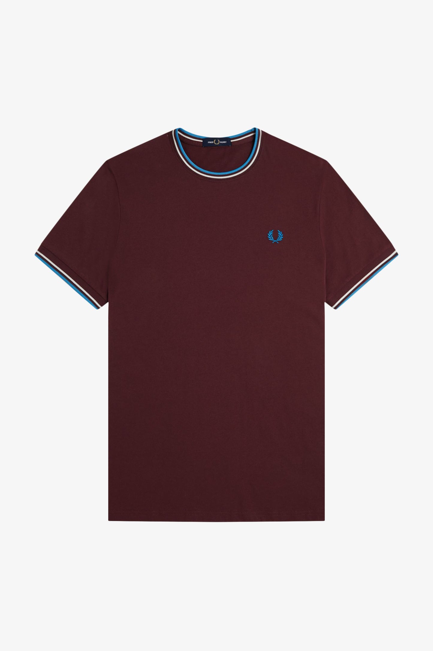 Fred Perry M1588V Twin Tipped T-Shirt - Oxblood/Ecru/Court Blue