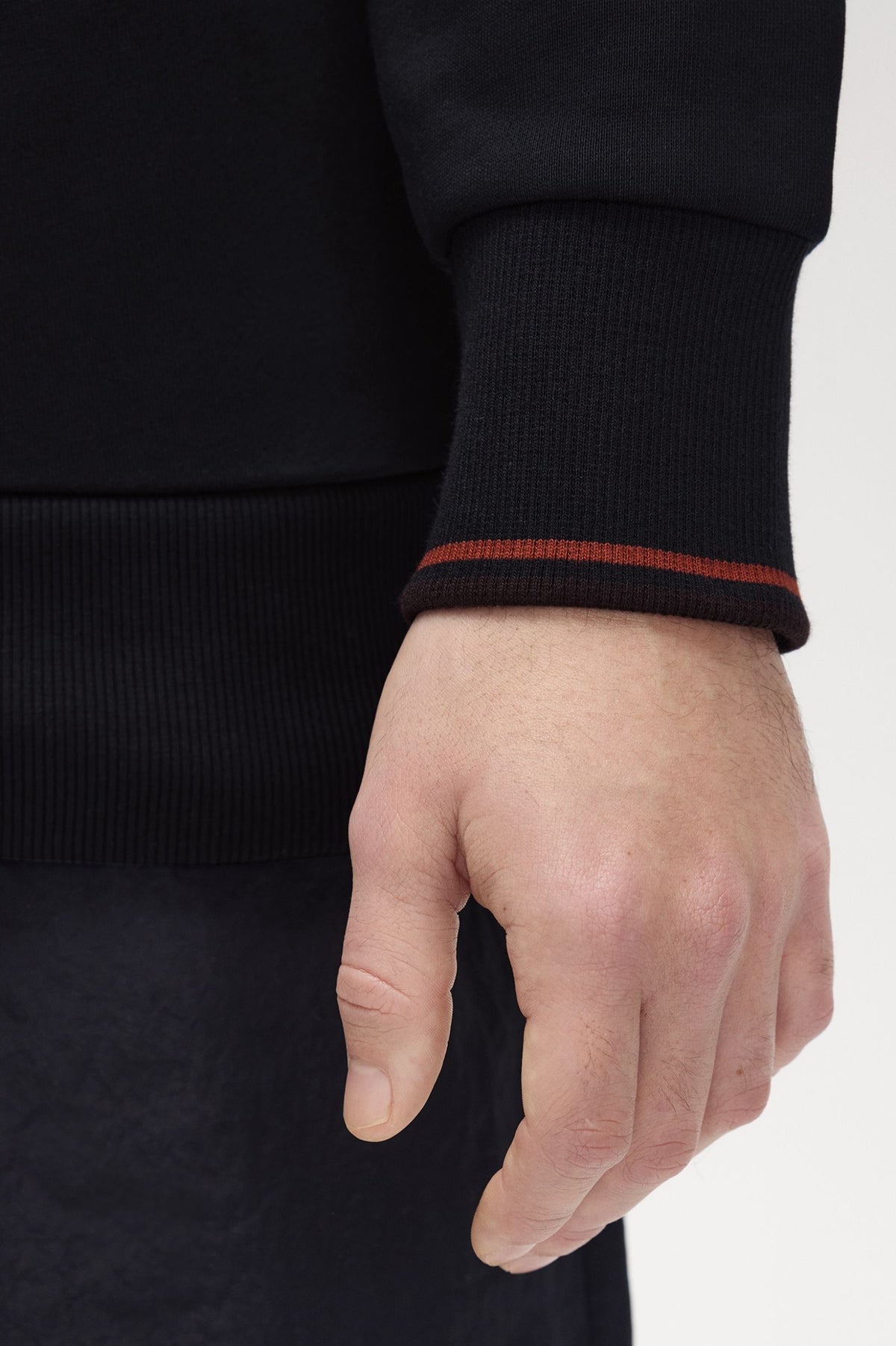 Fred Perry M3574 Half Zip Sweatshirt - Navy/Brandy/Rich Brown
