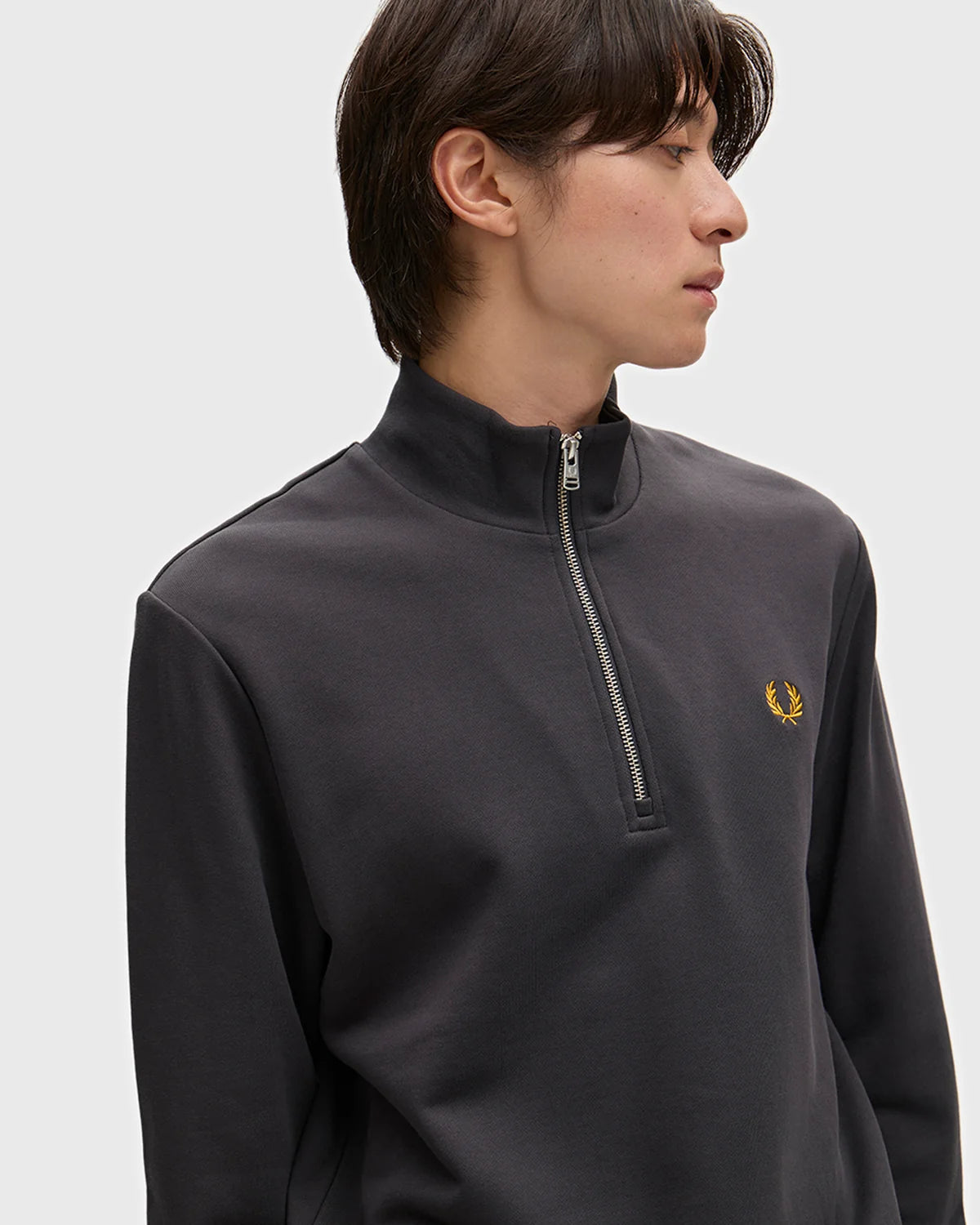 Fred Perry M3574 Half Zip Sweatshirt - Anchor Grey/Golden