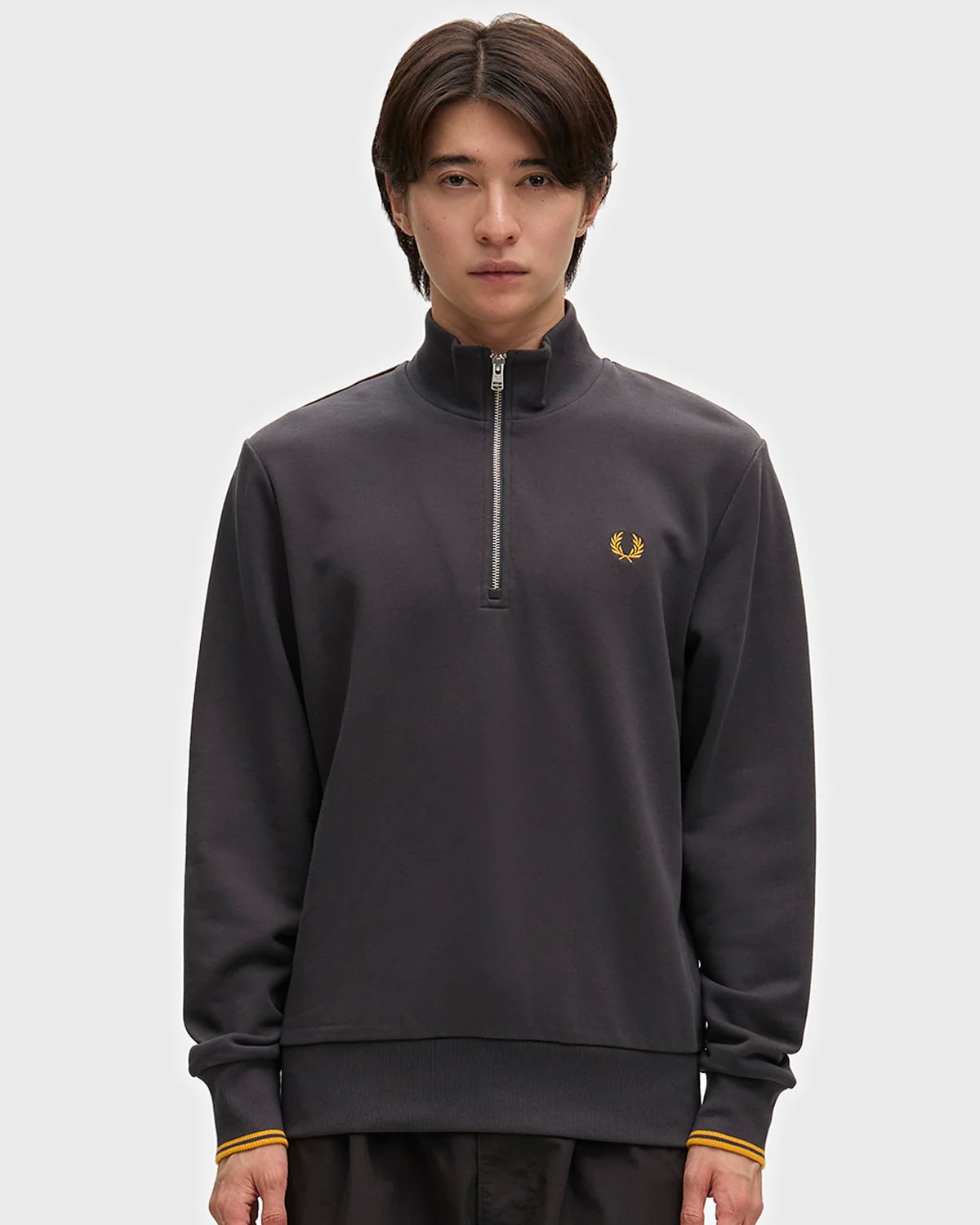 Fred Perry M3574 Half Zip Sweatshirt - Anchor Grey/Golden