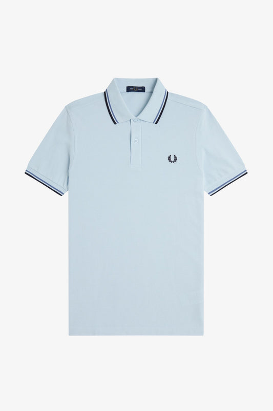 Fred Perry M3600 Twin Tipped Polo Shirt - Light Ice/Ace Blue/Navy