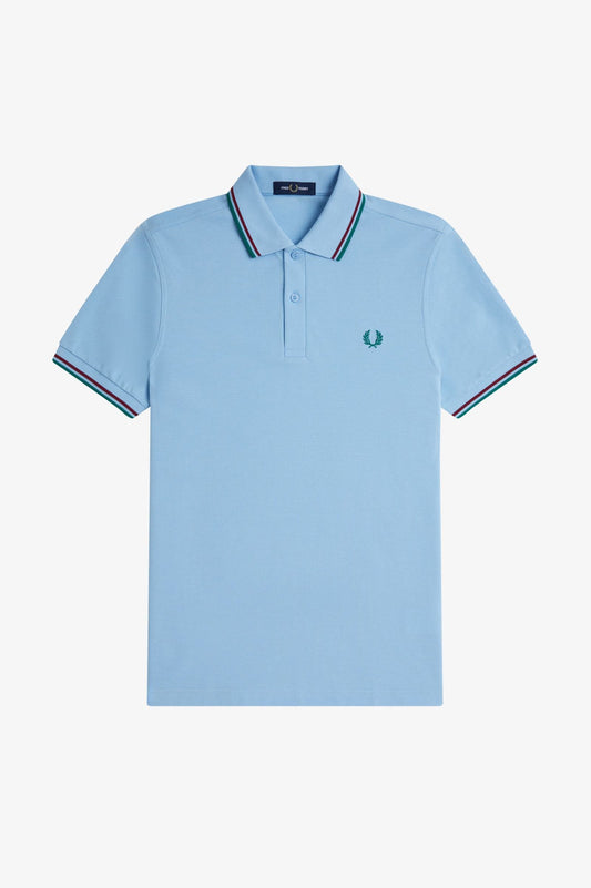 Fred Perry M3600 Twin Tipped Polo Shirt - Track Blue/Burnt Red/Sport Green