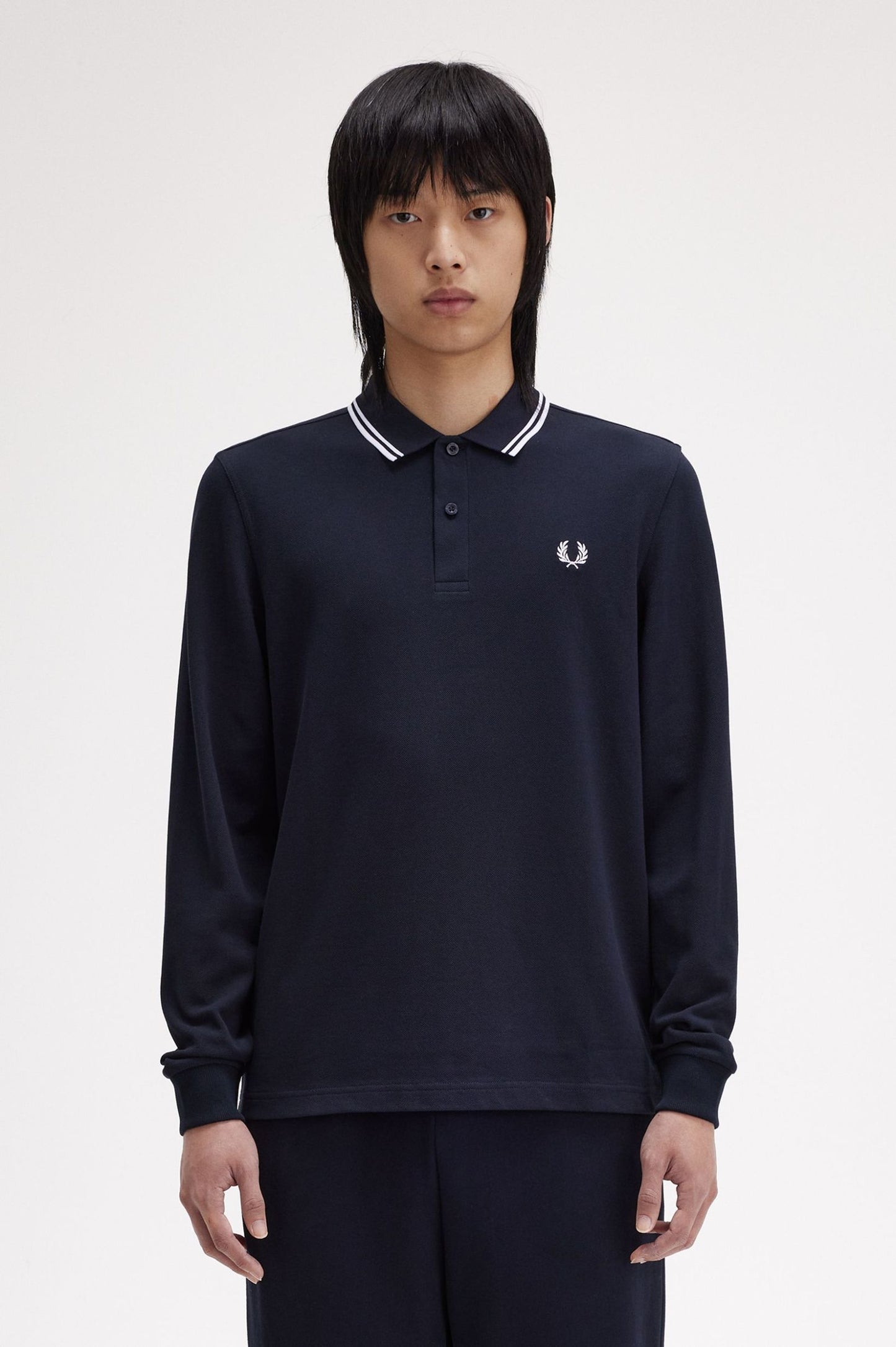 Fred Perry LS Twin Tipped Shirt - Navy/White