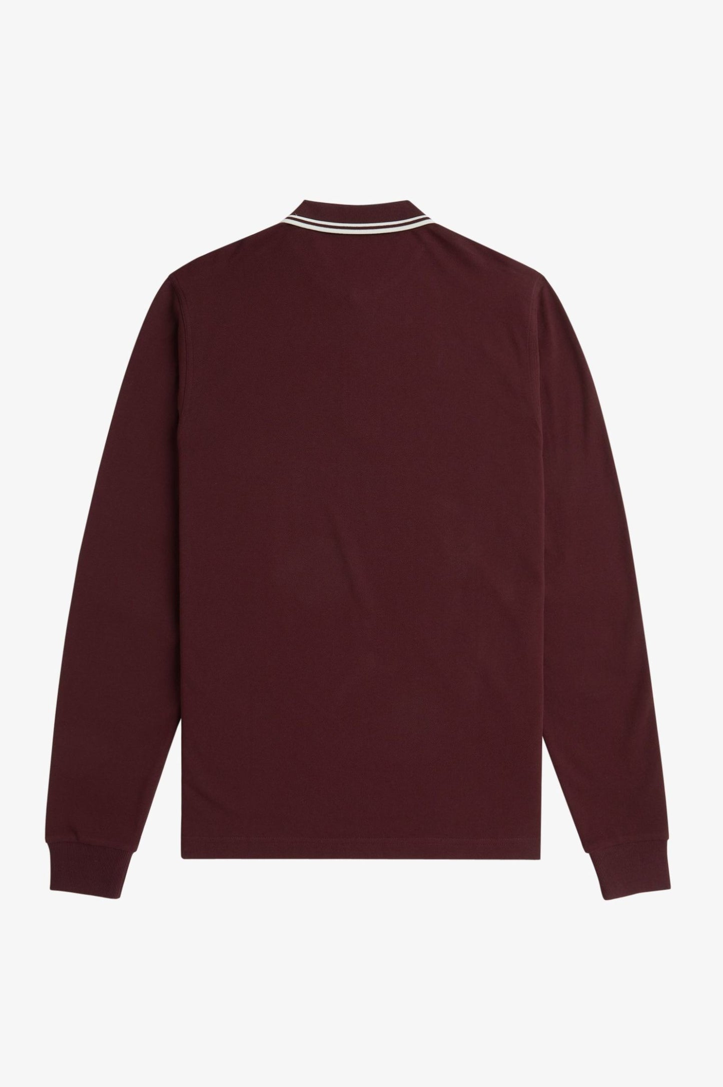 Fred Perry M3636 Long Sleeve Twin Tipped Polo Shirt - Oxblood/Ecru/Ecru