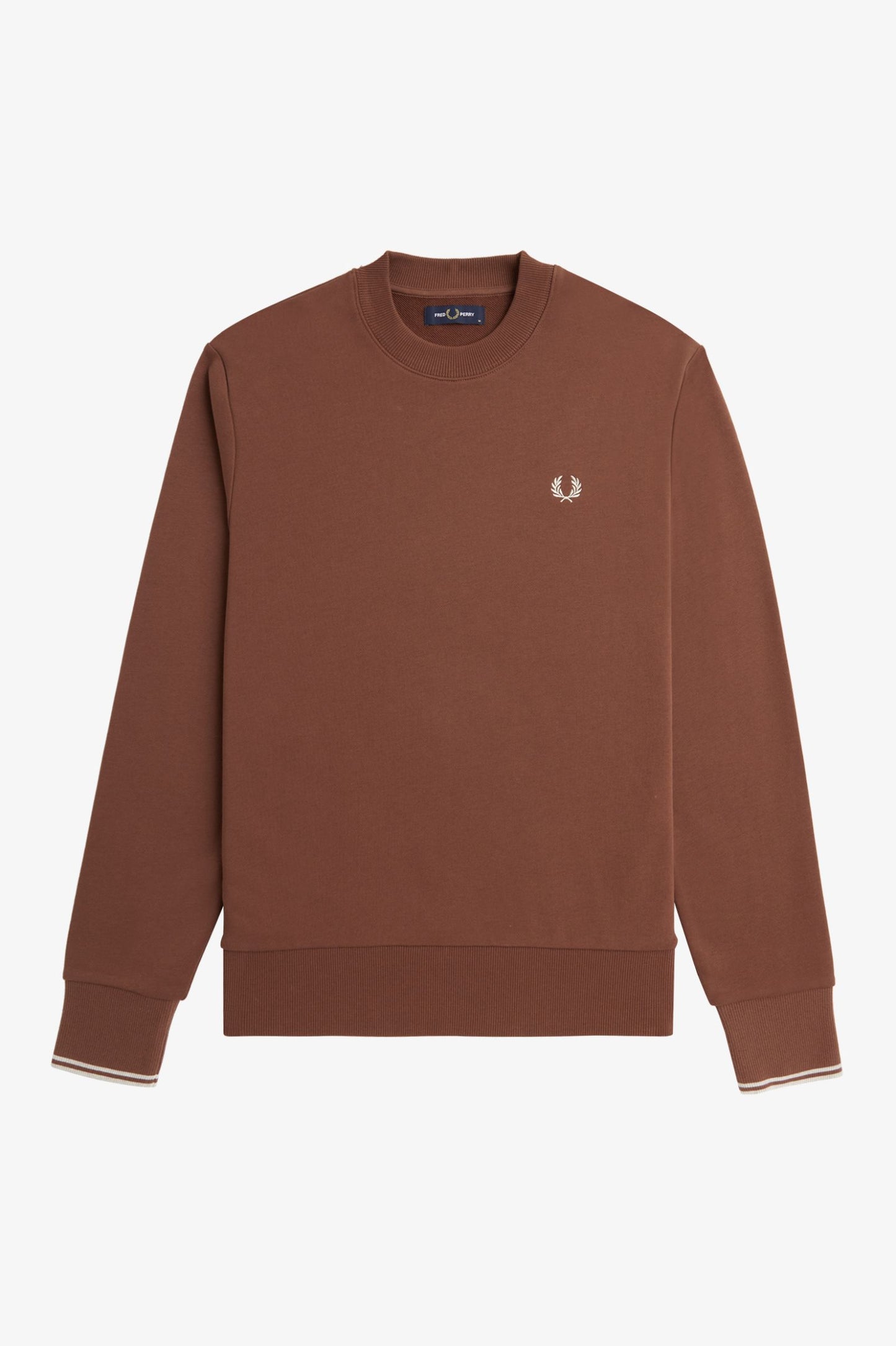 Fred Perry Crew Neck Sweatshirt - Whiskey Brown/Porridge Marl