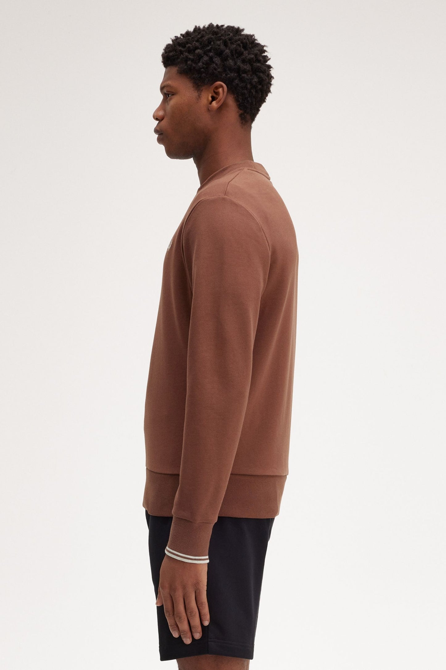 Fred Perry Crew Neck Sweatshirt - Whiskey Brown/Porridge Marl