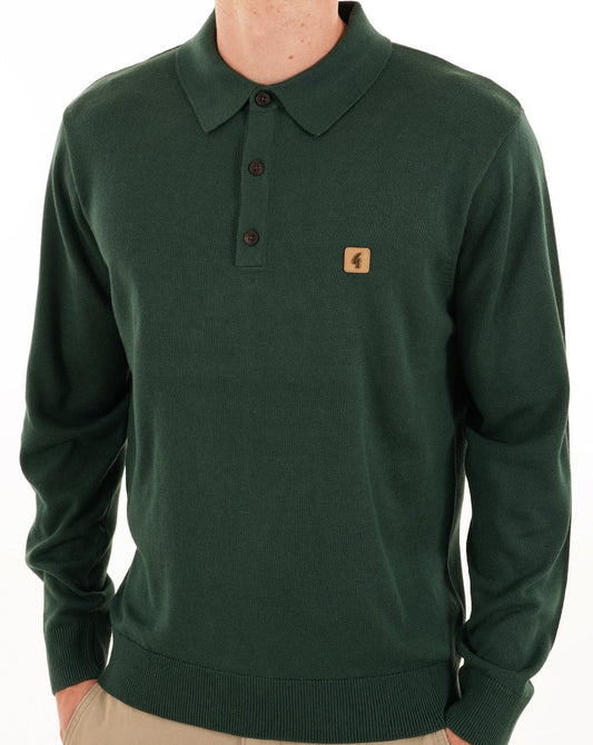 Gabicci Francesco Knitted L/S Polo Shirt - Ivy