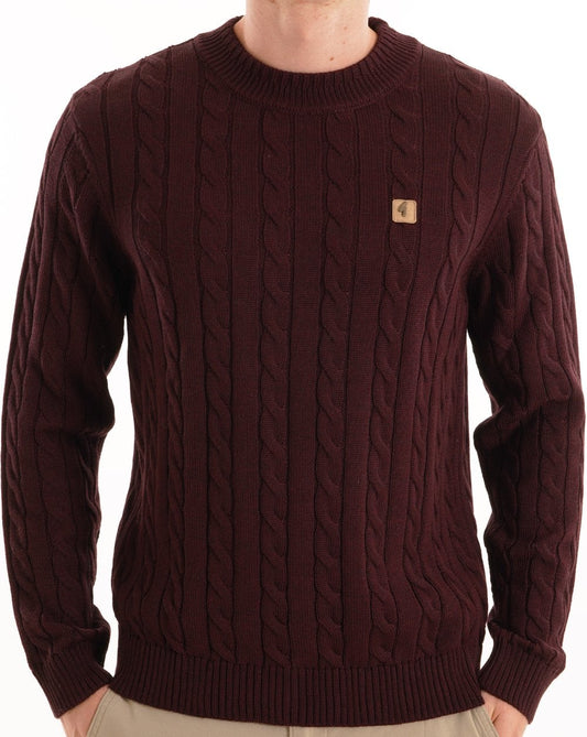 Gabicci Temor Cable Knit Jumper - Mulberry